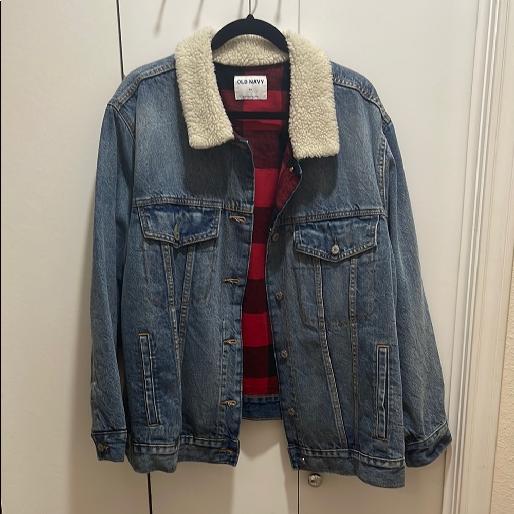 Old Navy Denim Jacket with Flannel Buffalo Lining - 4x